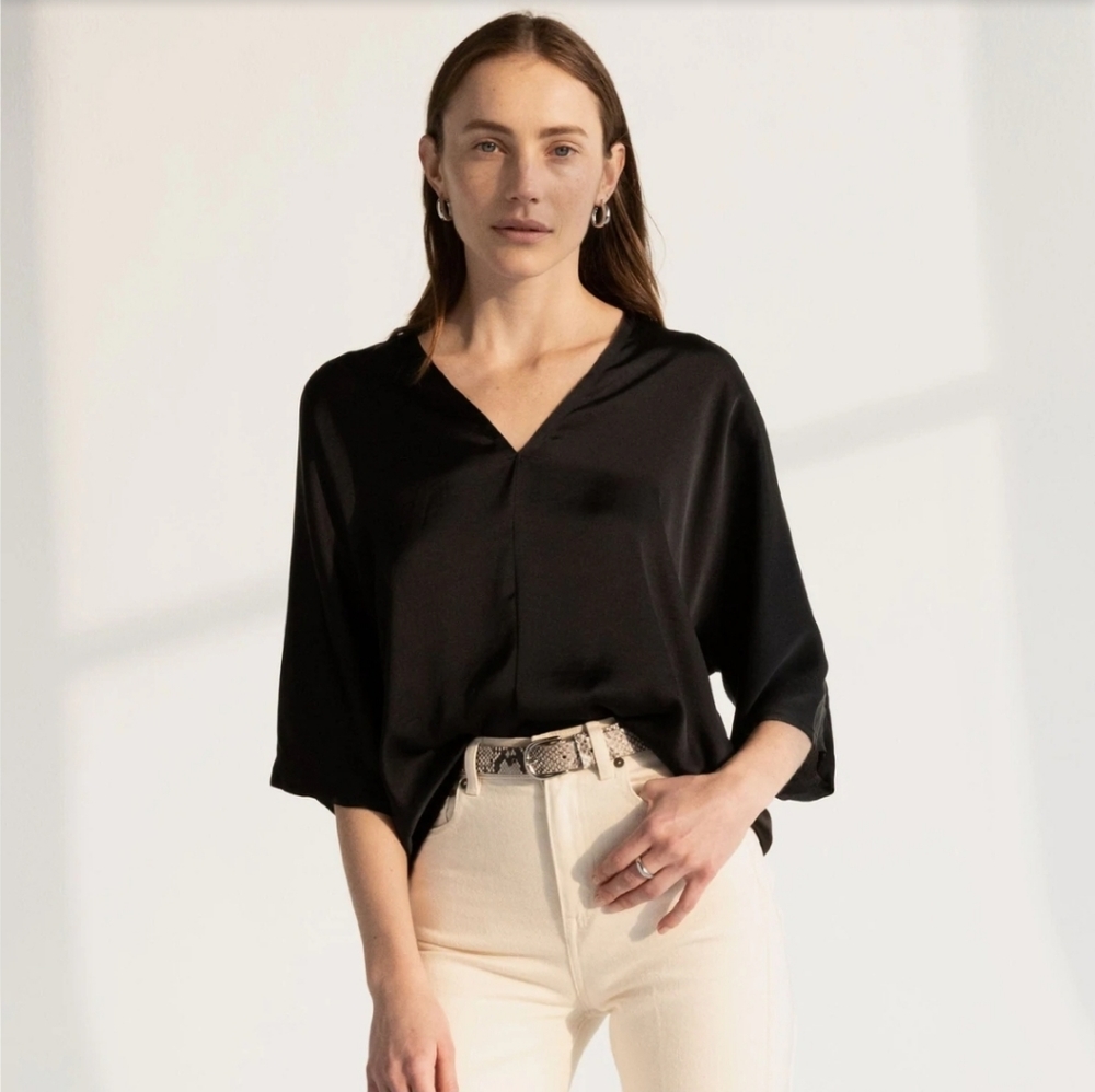 The Reset - Satin V Pullover Blouse
